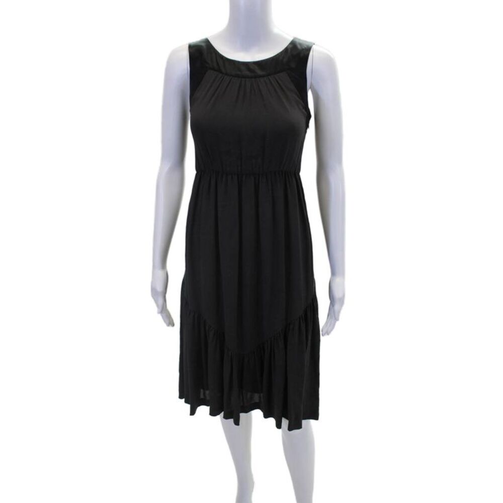 Jodi Arnold Womens Silk Sleeveless Round Neck Tiered Dress Dark Gray Size 4